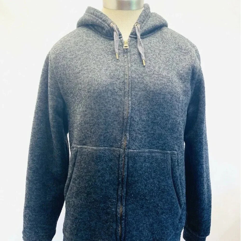 WEATHERPROOF Men Zip Up Hoodie Black Casual Faux Fur Lining Jacket Size Small